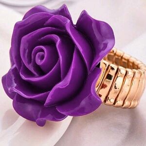 New Statement Acrylic Purple Rose Gold Stretchy Adjustable Ring